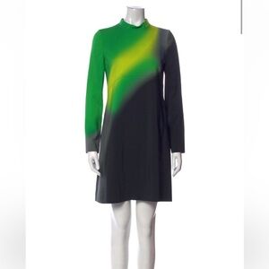 Akris Punto Black and Green Long Sleeve Shift Dress